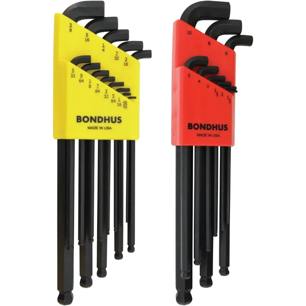 Set di chiavi esagonali con estremità sferica tozza, confezione doppia da 0,050-3/8 e 1,5-10 mm