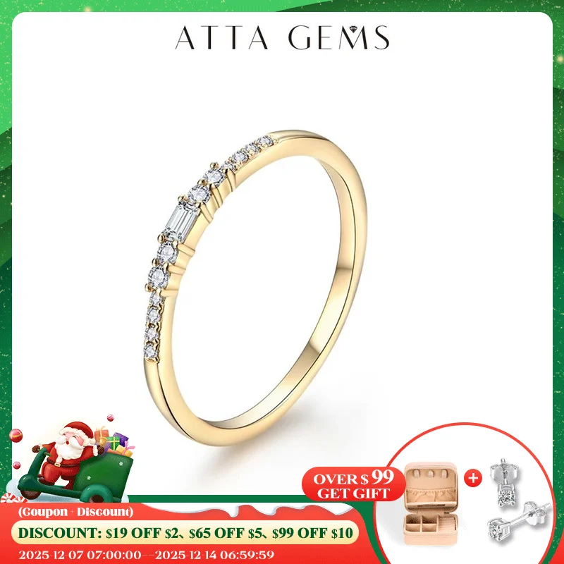 

ATTAGEMS Excellent Cut New Top Quality D Color Moissanite Ring for Women 925 Sterling Silver Solid 10k 14k 18k White Gold Girls