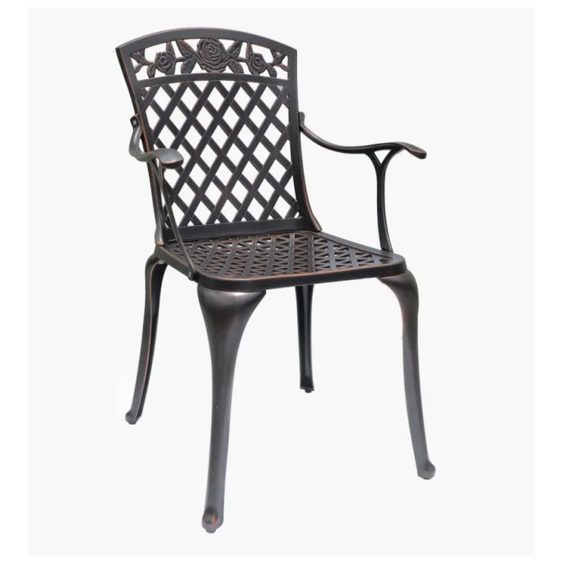 

Outdoor table and chair combination balcony black white casual cast aluminum small coffee table courtyard home simple garden thr