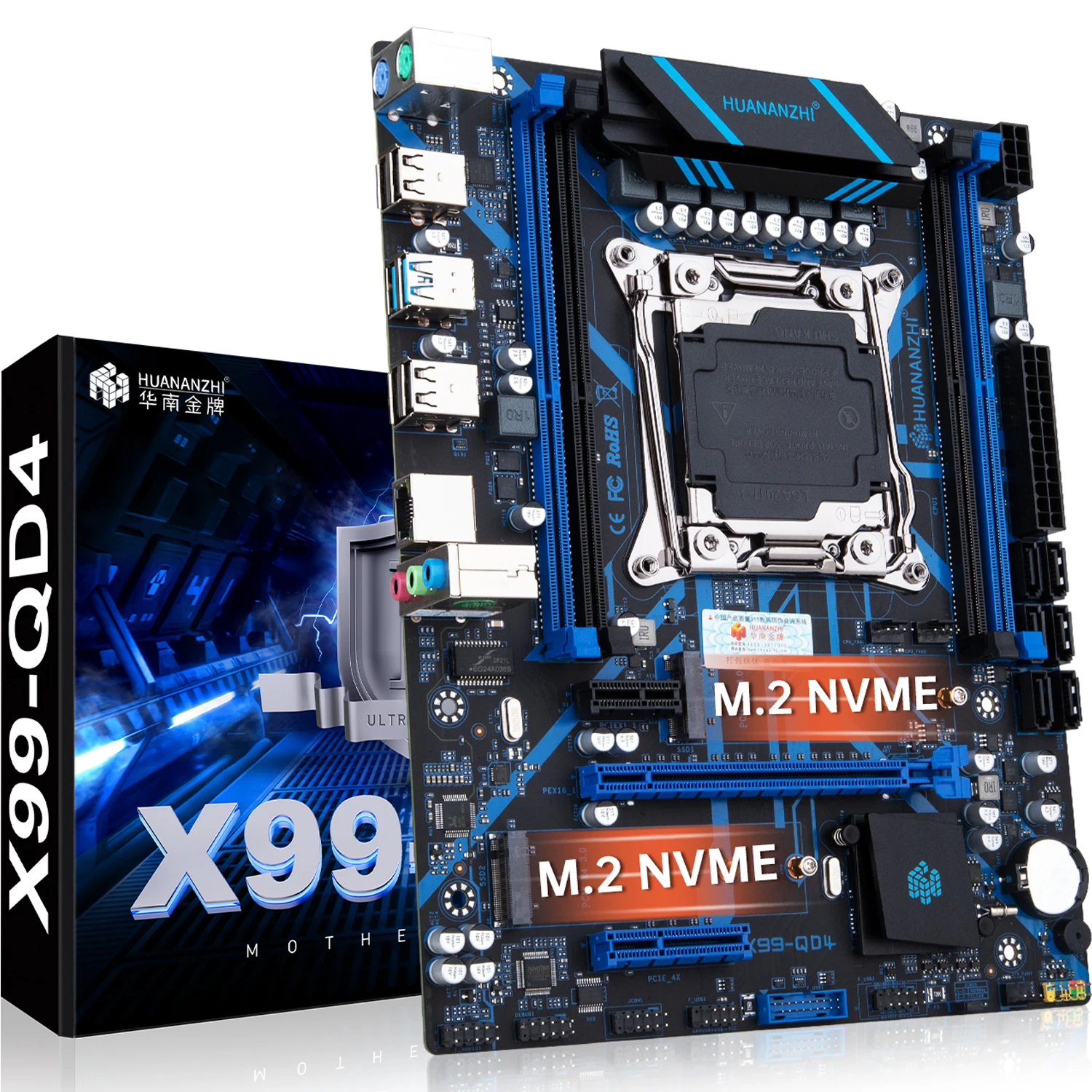 Go! HUANANZHI X99 QD4 X99 Motherboard with combo kit set XEON E5 2640 V3 16GB 2666MHz (2*8G) DDR4 Desktop Memory NVME NGFF USB