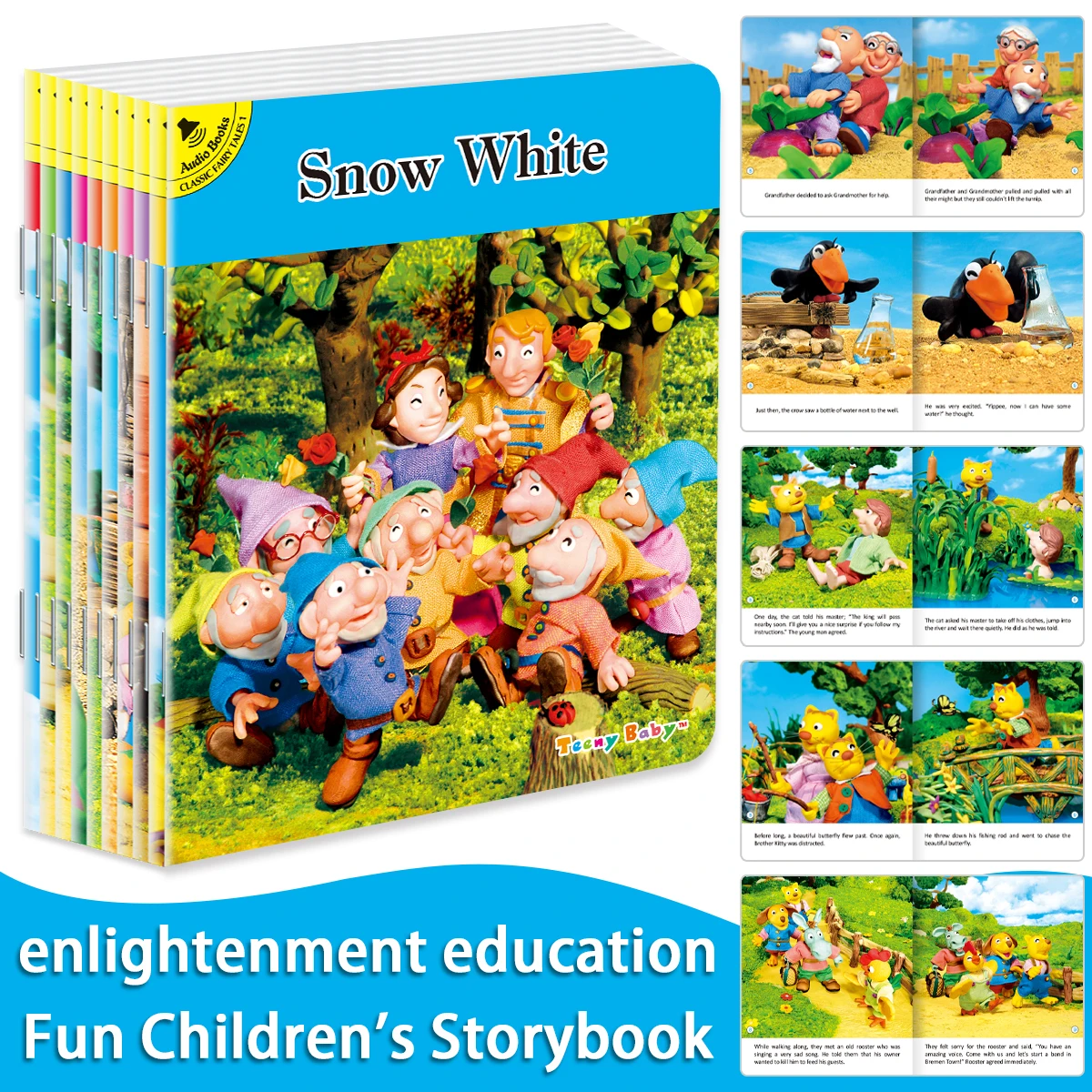 

10 Books Classic European Fairy Tale Clay Handmade Puppet Picture Book Full Color Illustrated Early Learning Bedtime Storybook