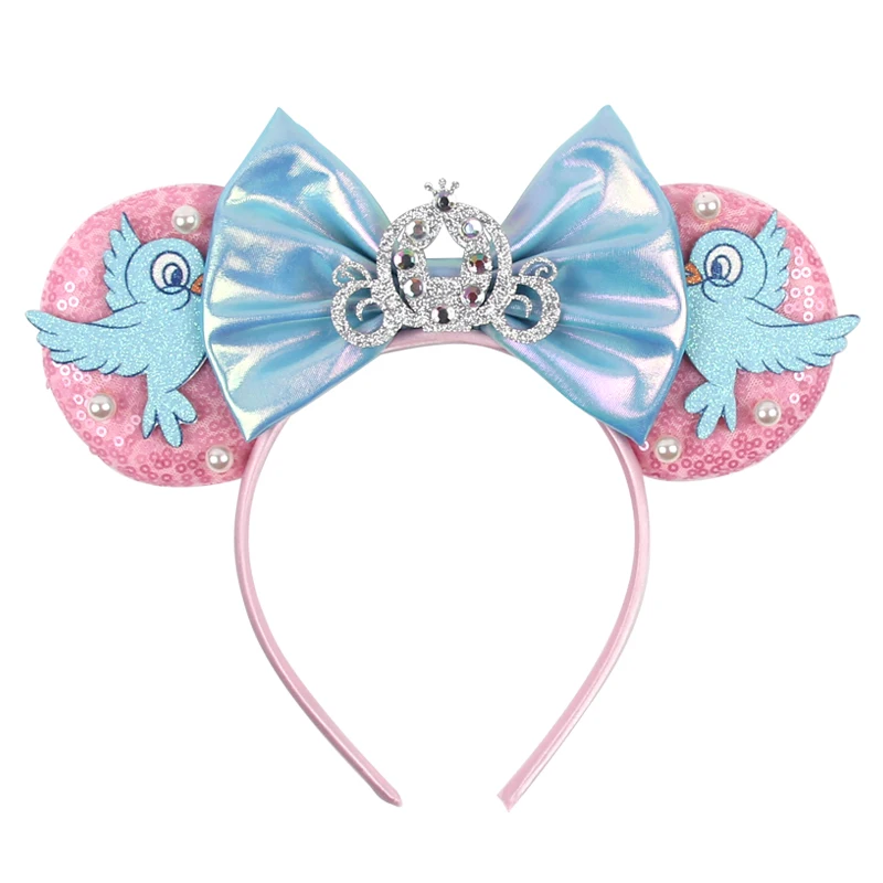 Cartoon-Schloss-Pailletten-Mausohren-Stirnband mit Pailletten-Schleife, Mädchen-Cosplay-Haarband, Partygeschenk für Erwachsene/Kinder, Kinder-Haaraccessoires – Detail 10