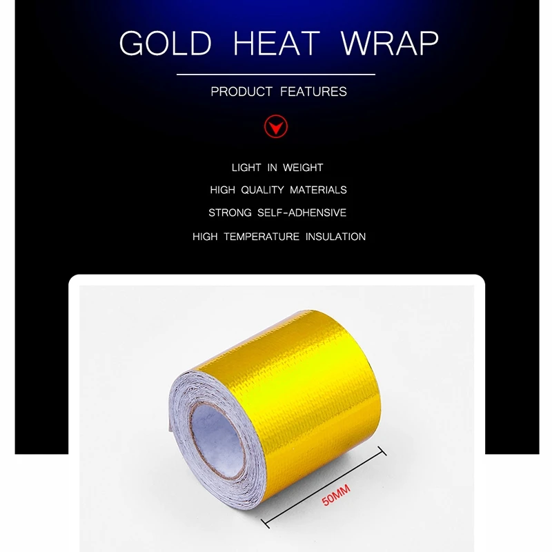 2X Reflect A Gold Thermal Tape Air Intake Heat Insulation Shield Wrap Reflective Heat Barrier Self Adhesive Engine