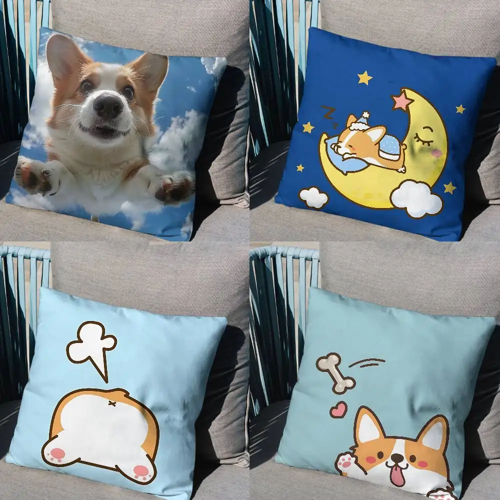 

cute W-Welsh Corgi Pillow Case Office Cushions Suitable For Sofa Car Bedroom Decorative Cushion Cover