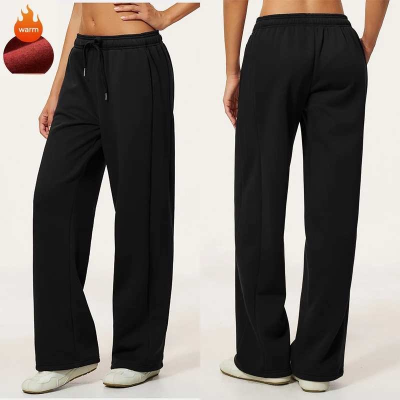Autumn And Winter Winter Warm Fleece Sports Pants Outdoor Fitness High Waisted Pants Comfortable And Loose Casual Sanitary Pants