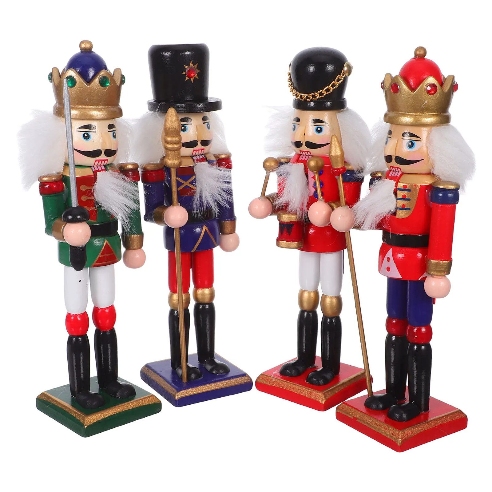 

4Pcs Wooden Christmas Nutcracker Soldier Decorations Small Handmade Xmas Table Shelf Fireplace Holiday Centerpiece Ornaments