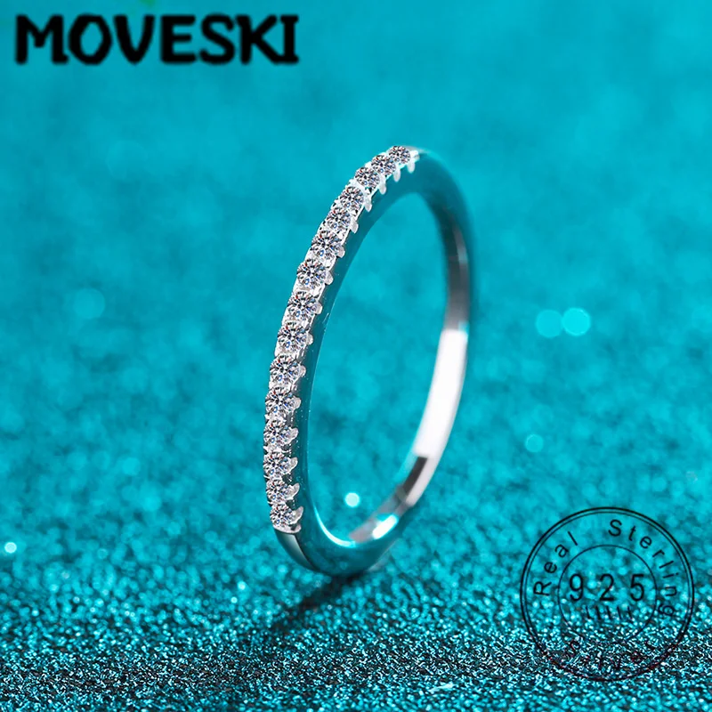 

925 Sterling Silver Moissanite Eternity Band, Dainty Full Pave Moissanite Stackable Ring, Minimalist Jewelry for Women