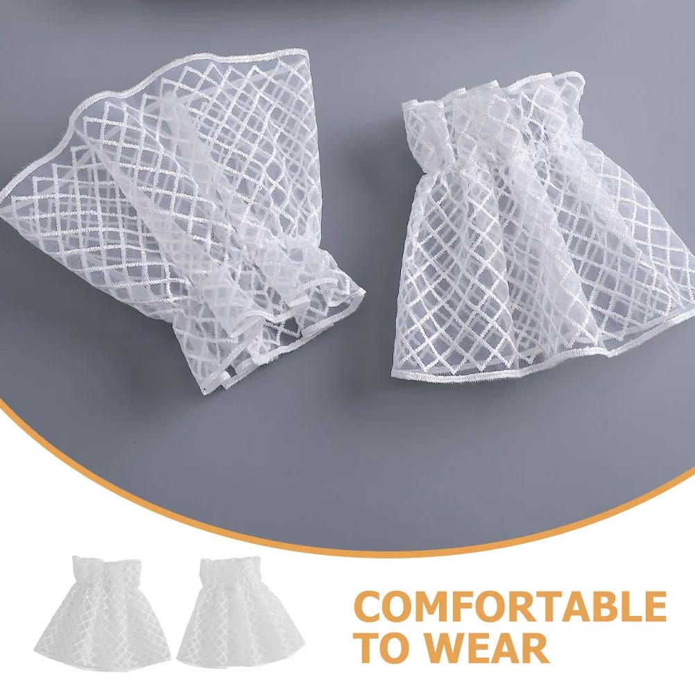 1 زوج الأزهار الدانتيل المعصم للنساء انفصال كم اكسسوارات الأبيض الدانتيل الأصفاد فساتين راقية الأصفاد اليد لوليتا نمط المعصم