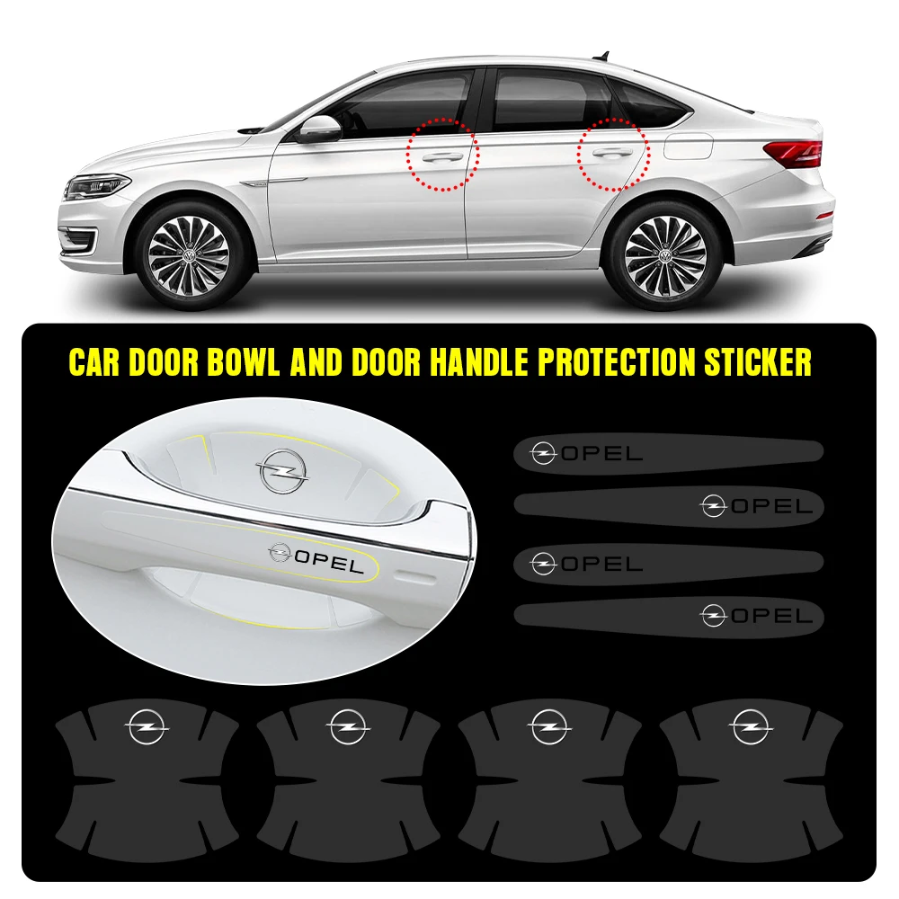 4/8pcs Car Accessories Anti-Wear Transparent Door Handle Protective Sticker for Opel Astra H G Insignia Mokka Zafira Corsa Adam