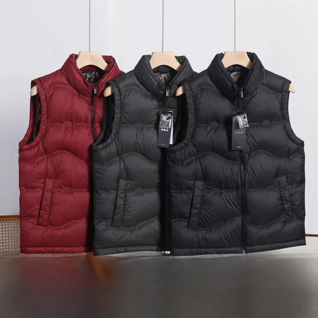 

Men's High Loosen down Vest White Du Feather Quilted Jaet Stand Collar Warm Autumn Winter Faion Youth Zipper C...