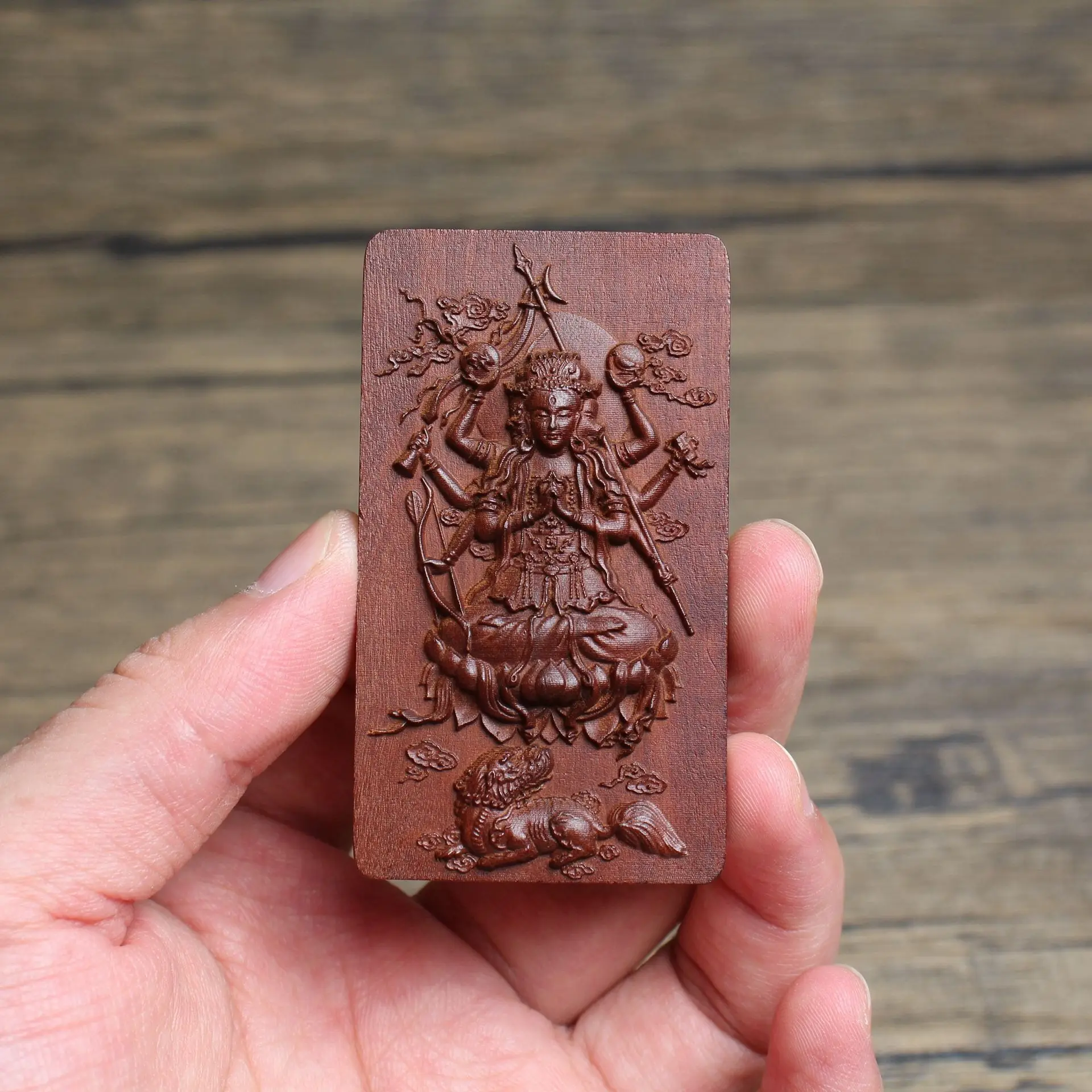 Thunderbolt jujube wood plaques Doumu pendant, Taoist magic weapon, portable accessories, old materials, dark carved ornaments