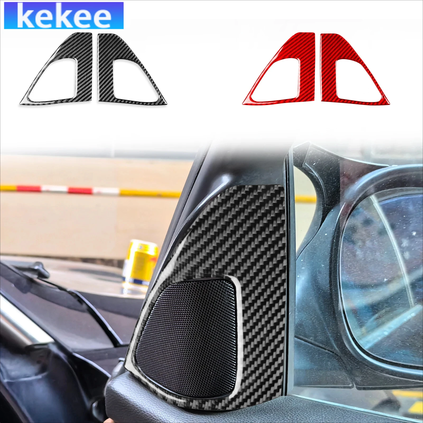 

For BMW 3 Series E90 2005-2012 Carbon Fiber A-pillar Stereo Audio Horn Decorative Frame Cover Sticker Car Accessories Interior