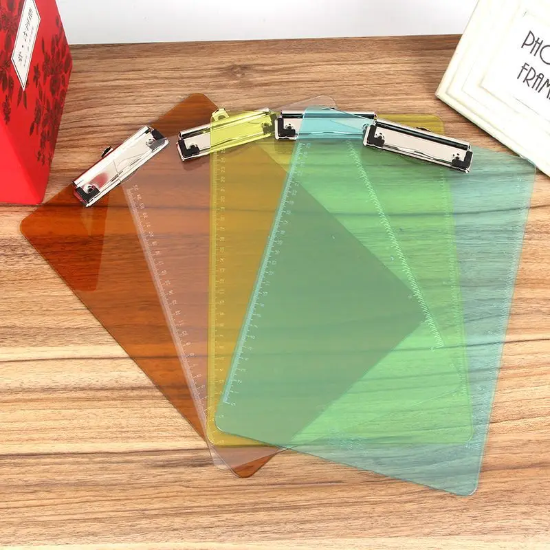clip board a4 Clear Plastic Writing Board with Ruler Measurement Grid, Reinforced Office/Student Supplies clipboard