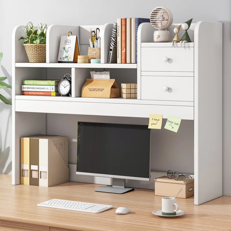 AOLIVIYA Space Saving Desk Bookcase Shelf Desk Bookshelf Library Cabinet Storage Rack Organizer
