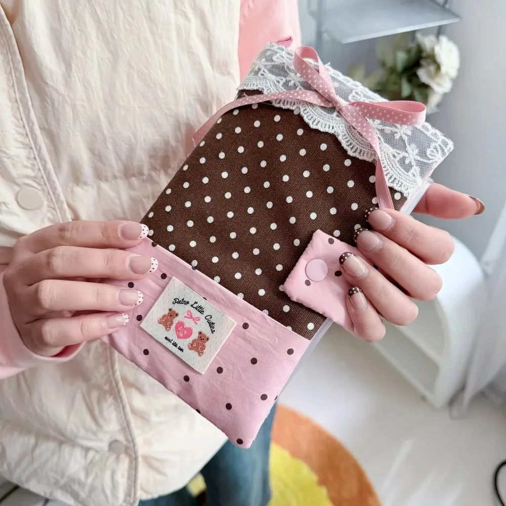 Girly Hand Account Book Cute Fabric A6 Notebook Wave Journal Portable Soft Cover Notepad Creative Stationery for Writing Planner view 2