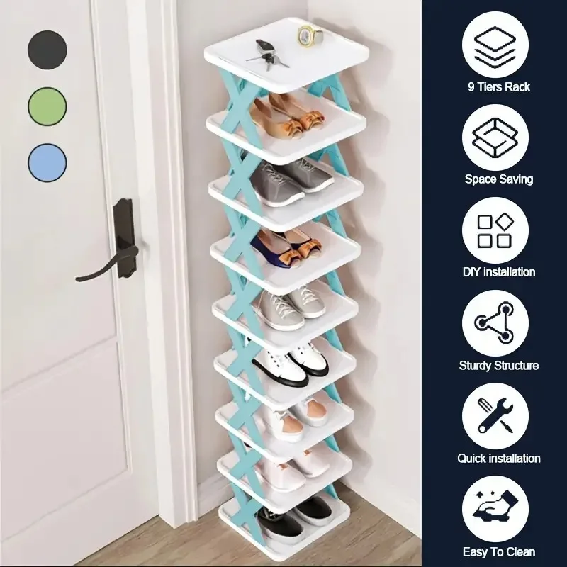 Schuhregal, Aufbewahrungsorganisator, abnehmbare Schuhregale, spart Familien-Haushaltsregal, mehrschichtiges, einfaches Schuhregal, farbiger Schrank
