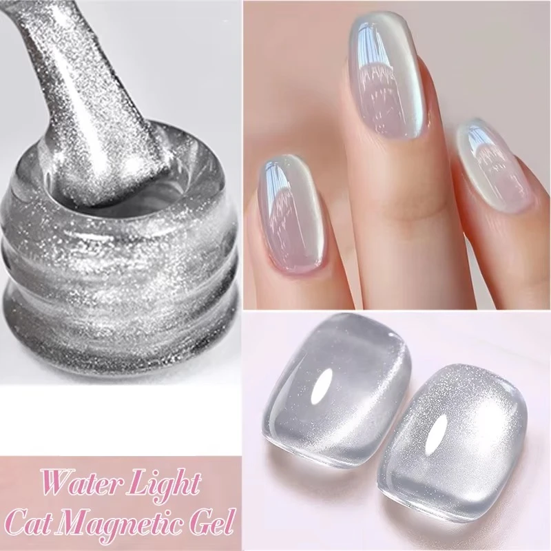 BORN PRETTY สีชมพูน้ํา Cat Magnetic GEL เล็บ Aurora Spar Glitter ลูกปัดแก้ว Soak Off UV LED กึ่งถาวรเคลือบเงา