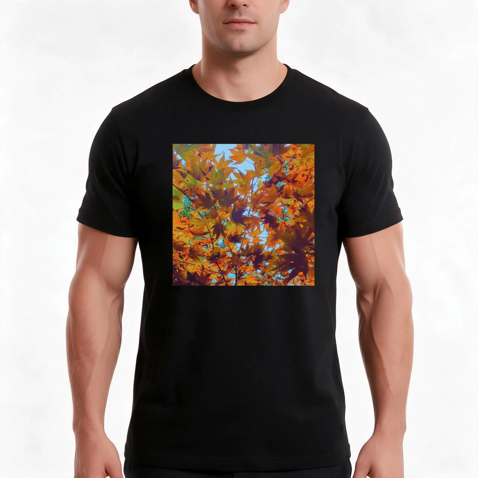 Underneath a canopy of autumnal leaves T-Shirt Summer Casual Cotton Tee Oversized Streetwear Tops Vintage Graphic Print