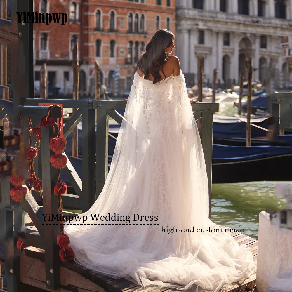 Luxe kanten trouwjurk lieverd zeemeermin strand bruidsjurken glanzende applique trouwjurk vestidos de novia aangepast