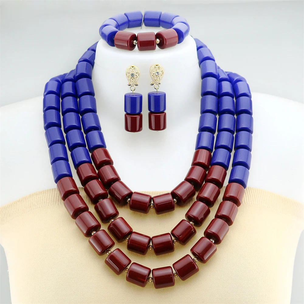 Nigeria Wedding Jewelry Set Nigeria Original Resin Beads Necklace Set African Jewelry Set Bridal Wedding Jewelry Sets Layers