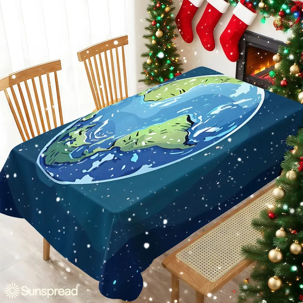 Cosmic Earth Table Cloth Waterproof Tablecloth Spill Proof Table Cloth, Wipe Clean Table Cloth for Dining Camping