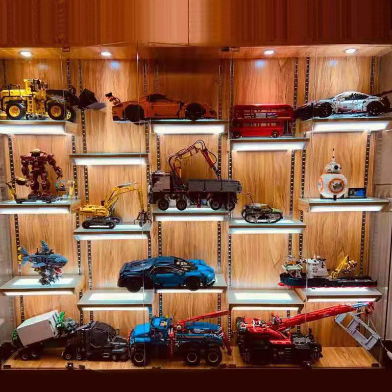 Household Figure Display Cabinet Wood Small Glass Door with Light Products Animation Model Toys Lego Showcase