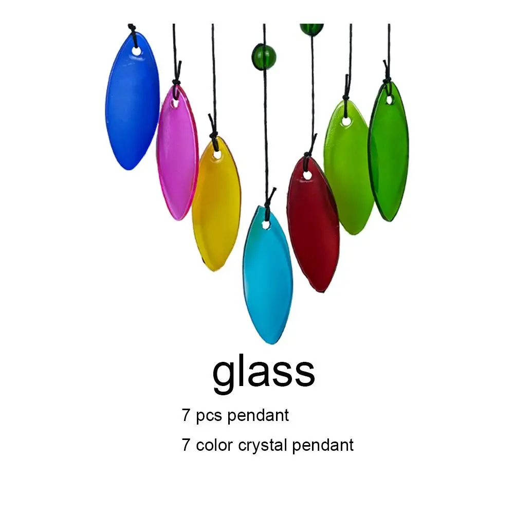 Crafts Metal Wind Chime Creative Vintage 7-Color Glass Pendant Exquisite Cut Hanging Decoration Balcony