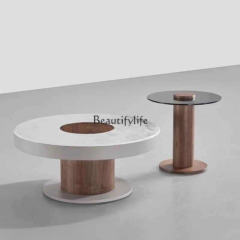 Ljy Marble coffee table living room household small apartment Italian minimalist size round coffee table combination