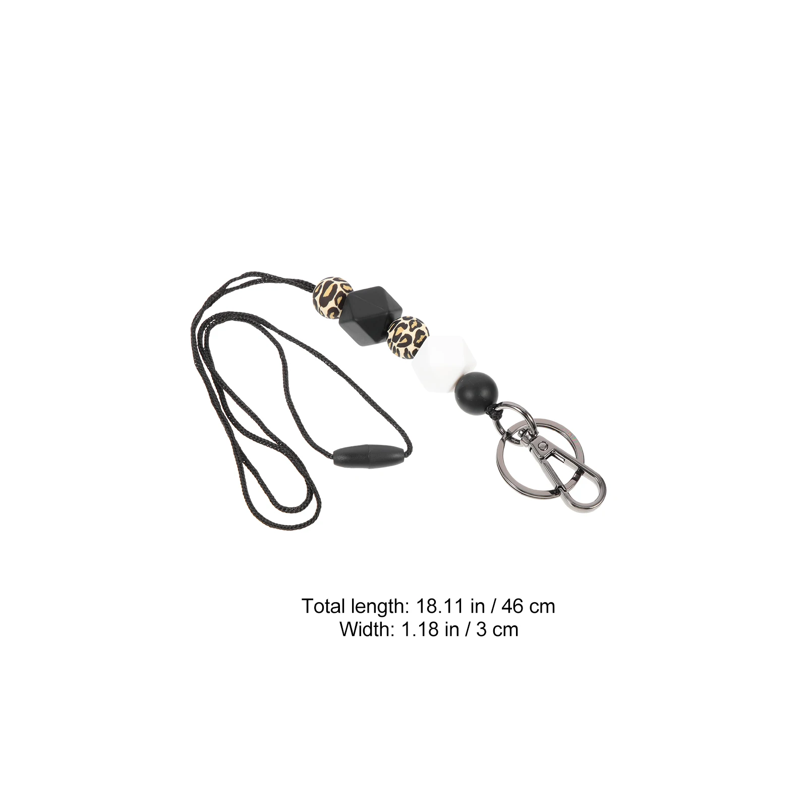 

2pcs Anti-Loss Lanyard Keychain Silicone Bead Necklace For Women Easy Fixing Bright Color Lanyards For Keys Phone Id