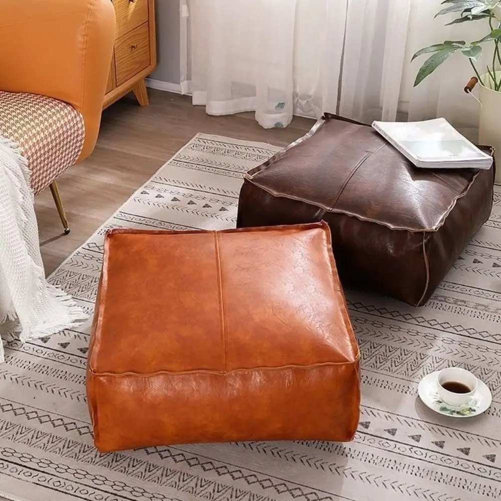 Large Capacity Square Pouf Cover Waterproof No Fillings Unstuffed Cushion Cover Stackable Non-Slip Storage Leg Bench Bedroom