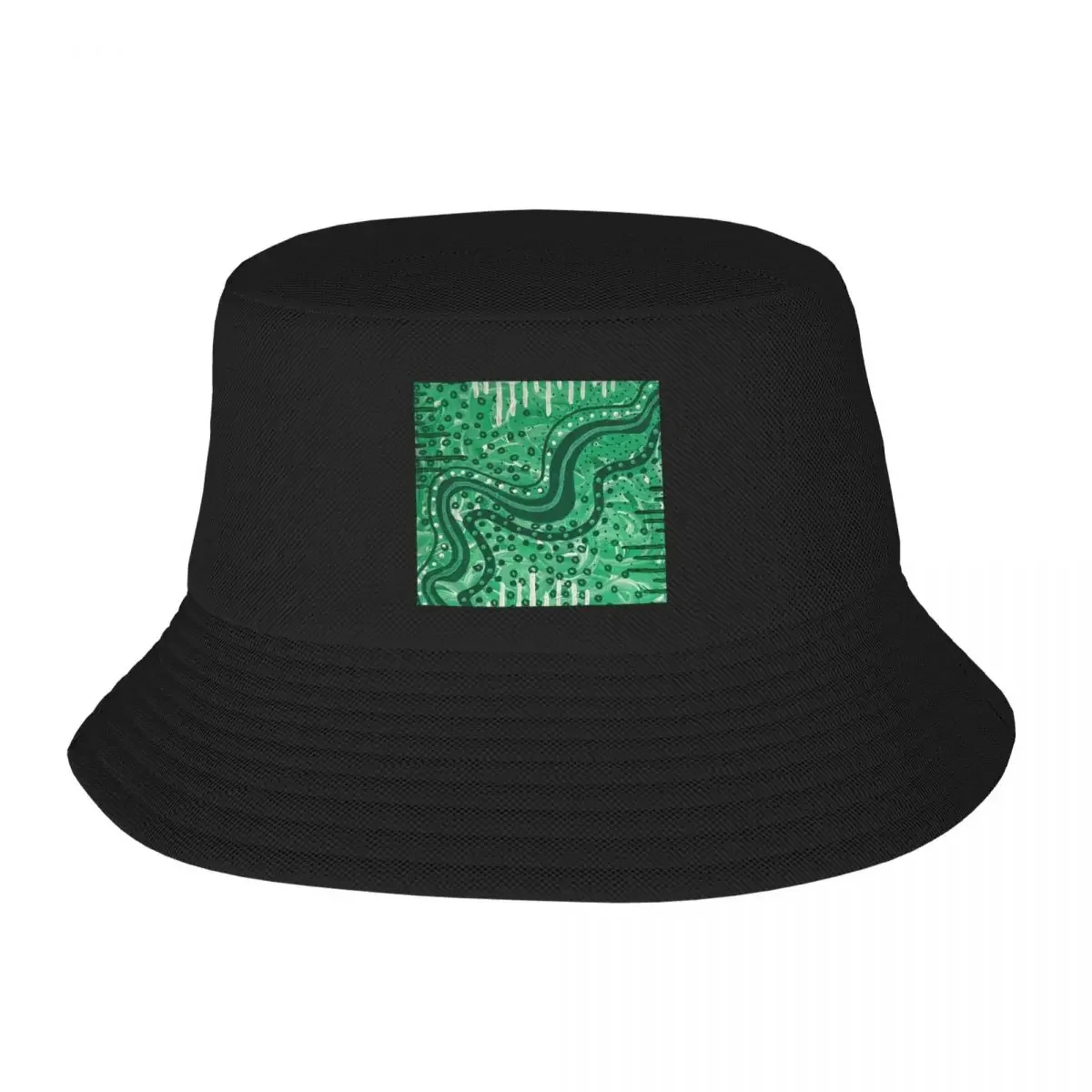 Bright Green Machine Abstract Painting Bucket Hat New In The Hat Luxury Brand Mens Tennis Women's