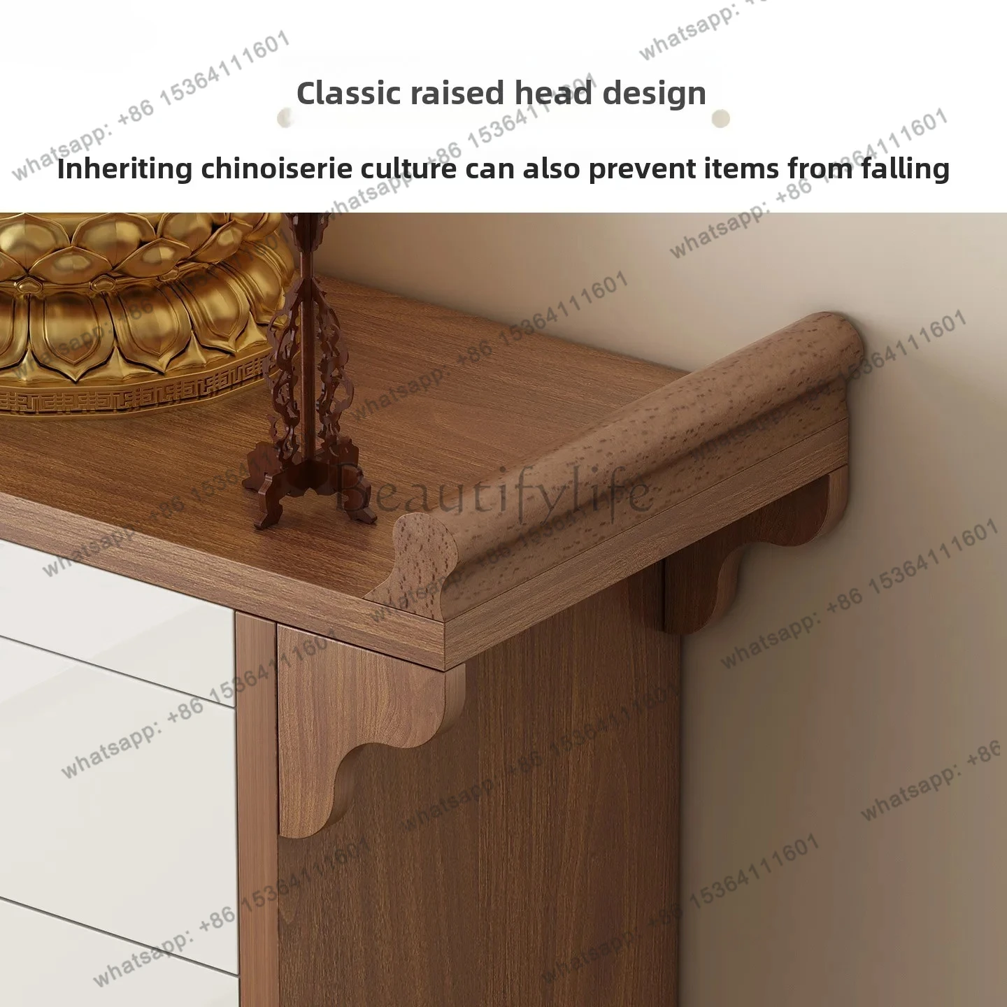 Chinese Style Solid Wood Buddha Altar Table Home Worship  Small God of Wealth Cabinet Wall-Mounted Integrated Buddha Cabinet