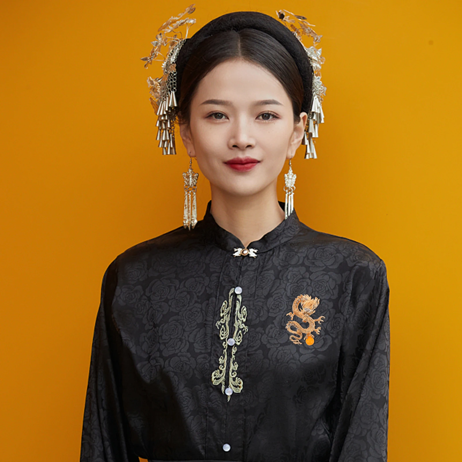 

Chinese Dragon Brooch Pin Zinc Alloy Aesthetic Dragon Lapel Pin Collar Clip Suit Shawl Sweater Hat Decor Accessory Gift for Men