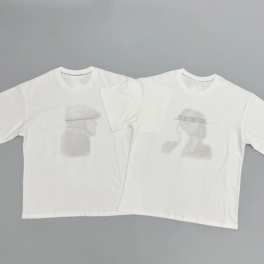 KK11 Number Nine 09S Lennon Slogan Sketch Printed Short Sleeved T-shirt Antique Basic Pure Cotton