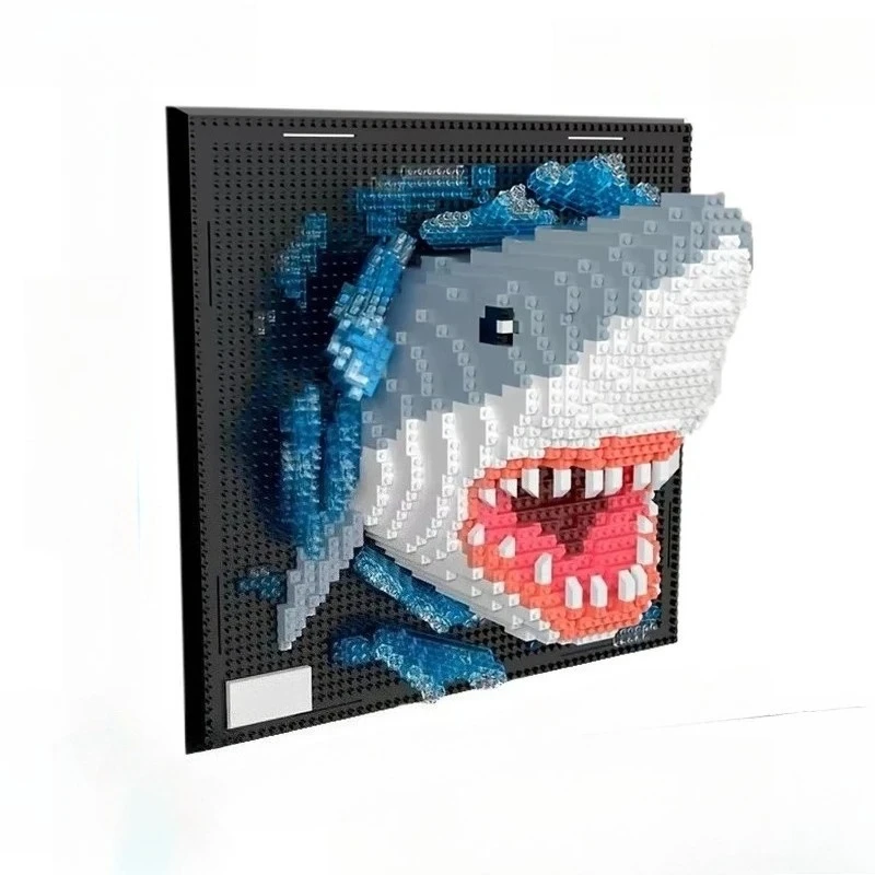 Nuevo marco de arte de pared creativo, tiburones, águilas, Panda, modelo de ladrillo DIY, micropartículas, pintura 3D, bloques de construcción, juguetes de decoración del hogar