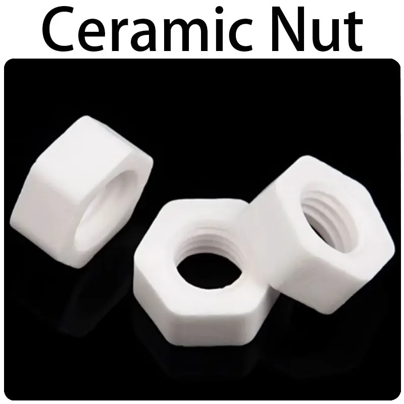 M3 M4 M5 M6 Alumina Ceramic Hex Nut Aluminum Oxide Ceramic Hexagonal Nut High Temperature Resistance Insulation Antioxidant Nut