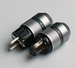 SONARQUEST Power Connector PA-40E(Ag)+PA-40F(Ag) EU silver Plated Gray Special Aluminum alloy Schuko Male&Female IEC Connector