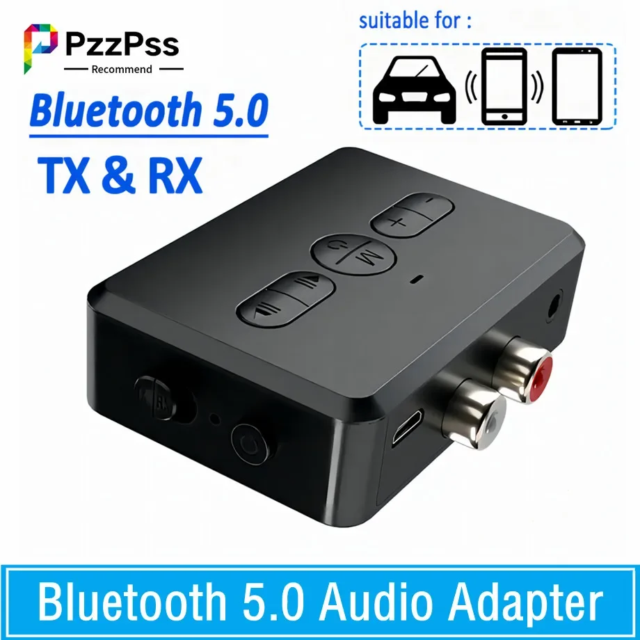 Bluetooth 5.0 Audio Receiver Transmitter RCA 3.5Mm AUX Jack Music 400mah Stereo Wireless Adapter Handsfree Call For Car PC TV