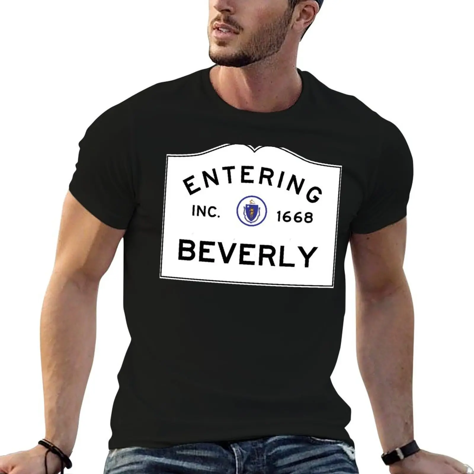 Entering Beverly- Commonwealth of Massachusetts Road Sign T-Shirt customizeds tees designer t shirt men