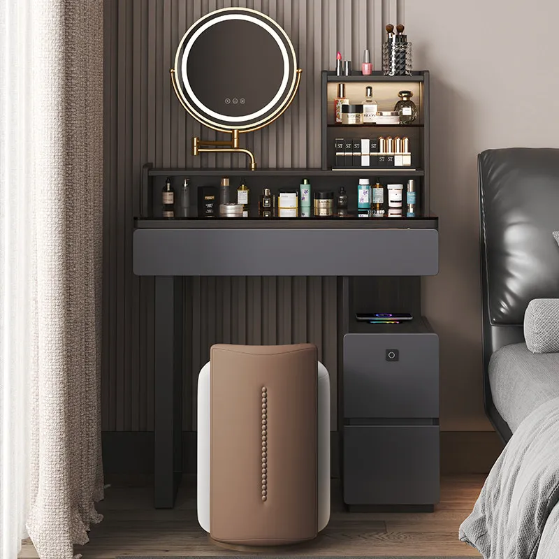 Bedside Europe Black Vanity Table Decor Girls Long Luxury Makeup Vanity Table Bedroom Vintage Wood Coiffeuse De Chambre Dressers