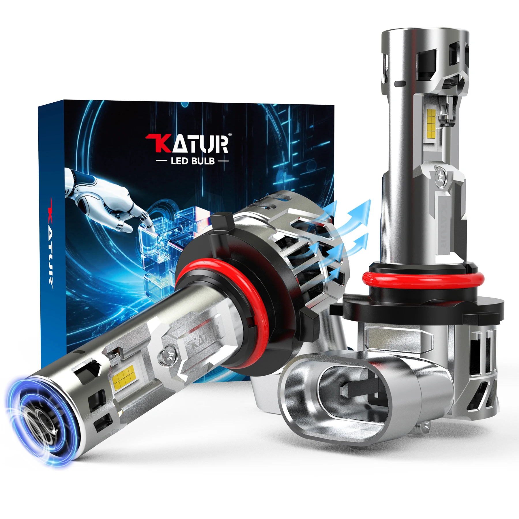 Katur 2pcs 9005 Car Led Headlight with Fan HB3 Replacement No Adapter Required DC 12V For Toyota PRIUS 2008~2023 Auris 2007~2012