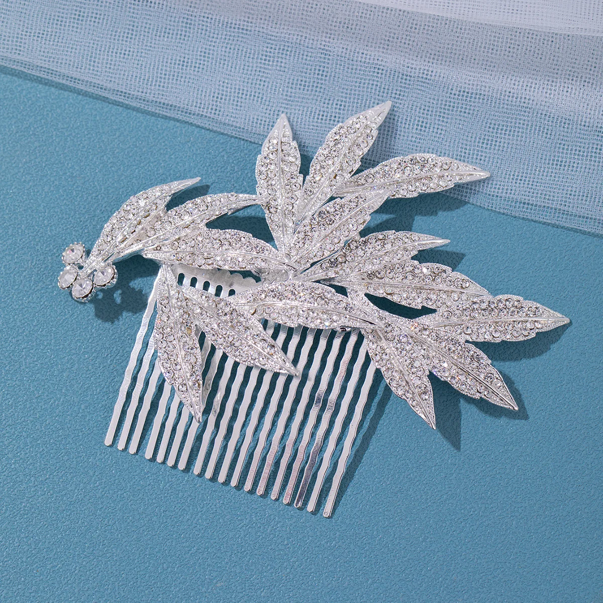 High Quality Fashion Headpieces Bridal Jewelry Rhinestone Handmade Crystal Leaves Shaped Hair Combs