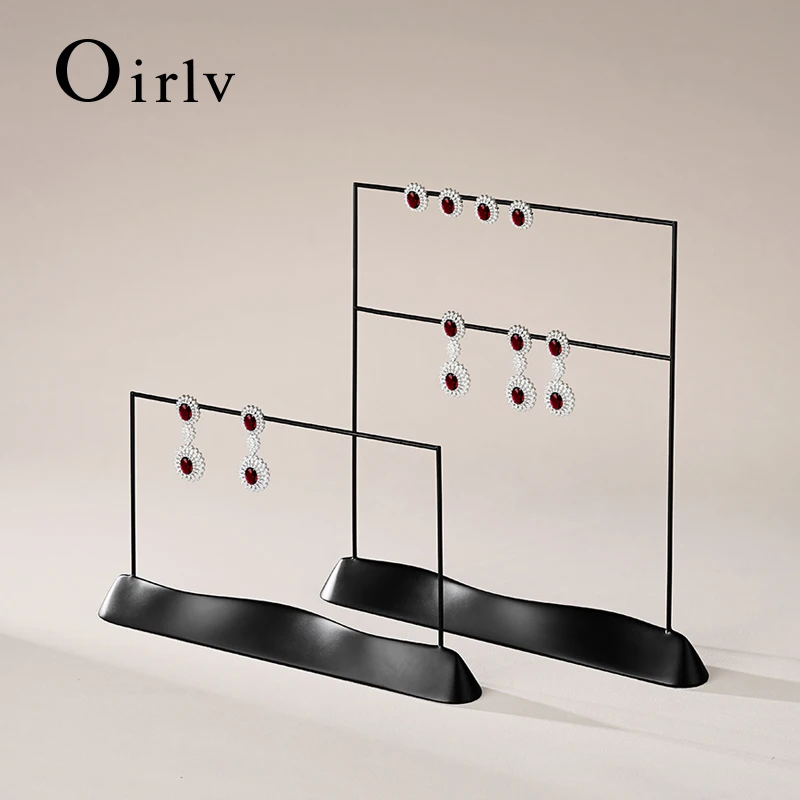 Oirlv Double Jewelry Display Stand Earring and Necklace Display Stand Storefront Display Metal Earring and Pendant Storage Rack