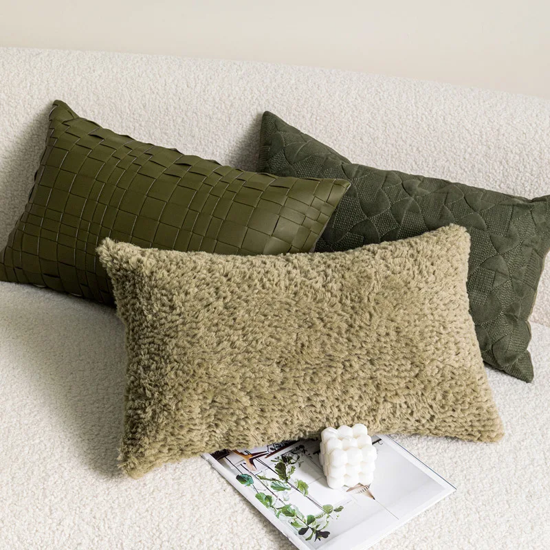30x50CM Green Pillow Cover Long Strip Light Luxury Stamping Waist Cushion Cover Decor Home Decorative Pillowcase