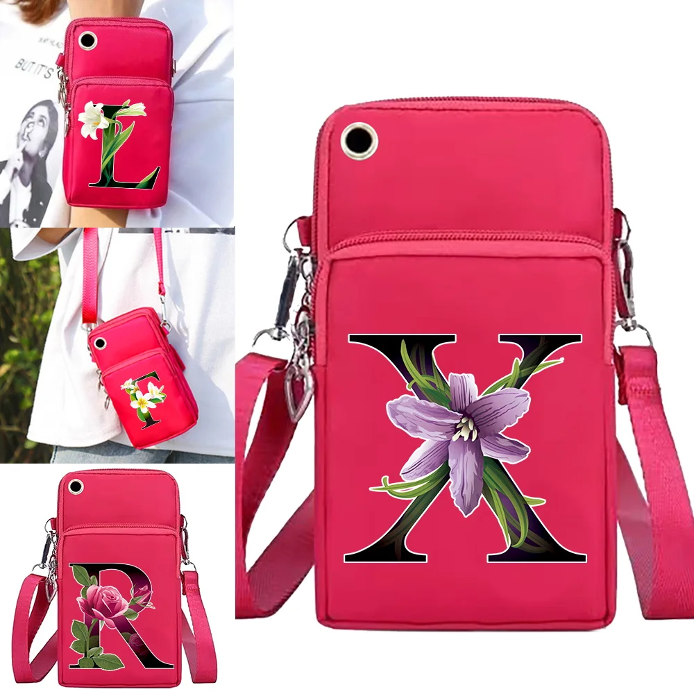 

Women Crossbody Bags Wrist Pack Shoulder Messenger Bag Universal Mobile Phone Bag Coin Purse Arm Bags Wallet Flower Color Series