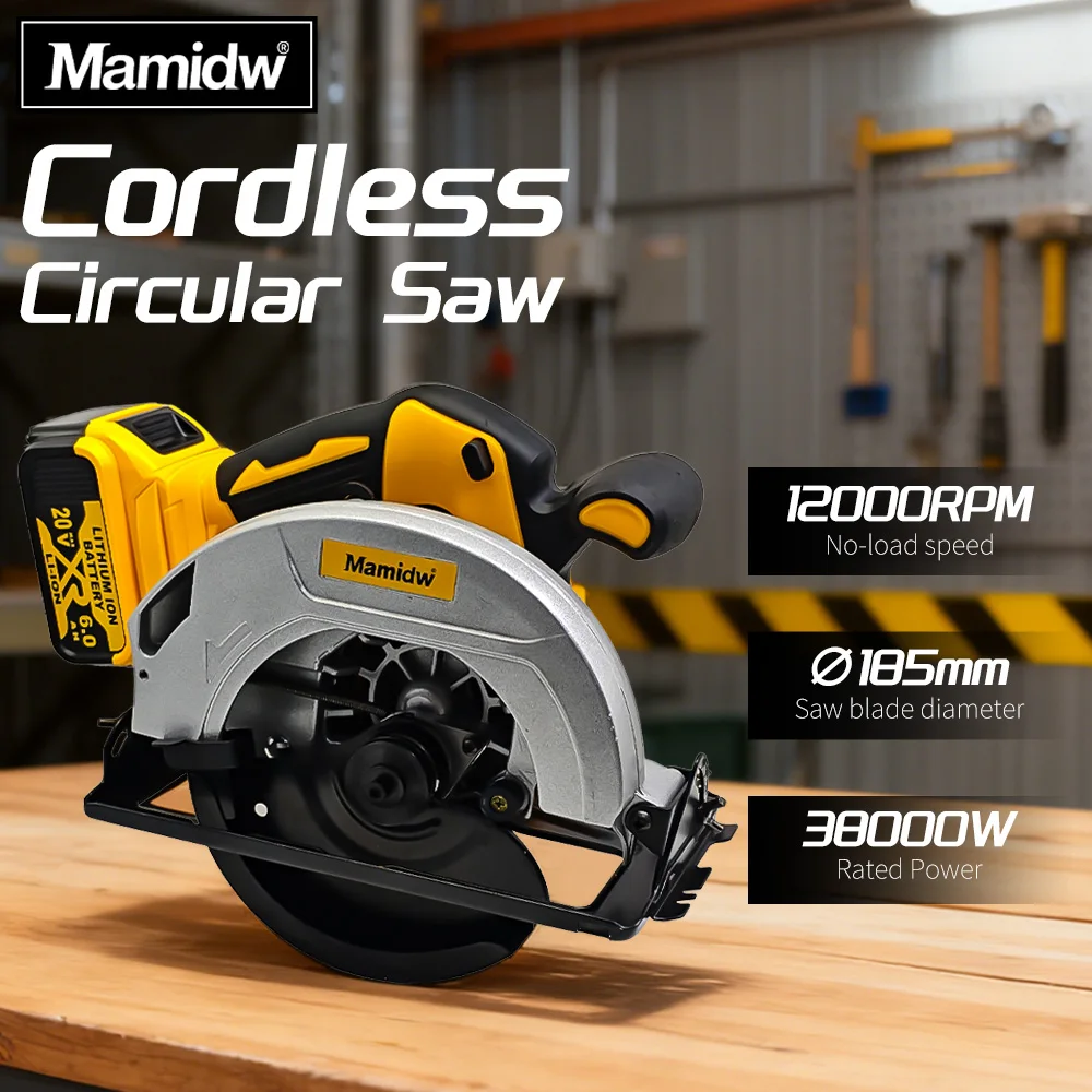 Heavy-Duty 7-1/4 Inch Brushless Circular Saw, Compatible with DeWALT 20V MAX Battery, 12000 RPM No-Load Speed, 0-60° Bevel Angle Adjustment, Bare Tool Only, Electric Circular Saw for Fast Cutting Wood & Stone, Construction & DIY Projects