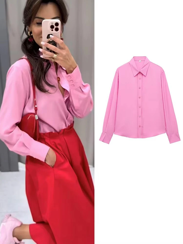 TFMLN Spring Summer Women Shirt Long Sleeve Blouse Women Tops 2025 New Fashion Women Clothing Basic Shirts OL Blouses