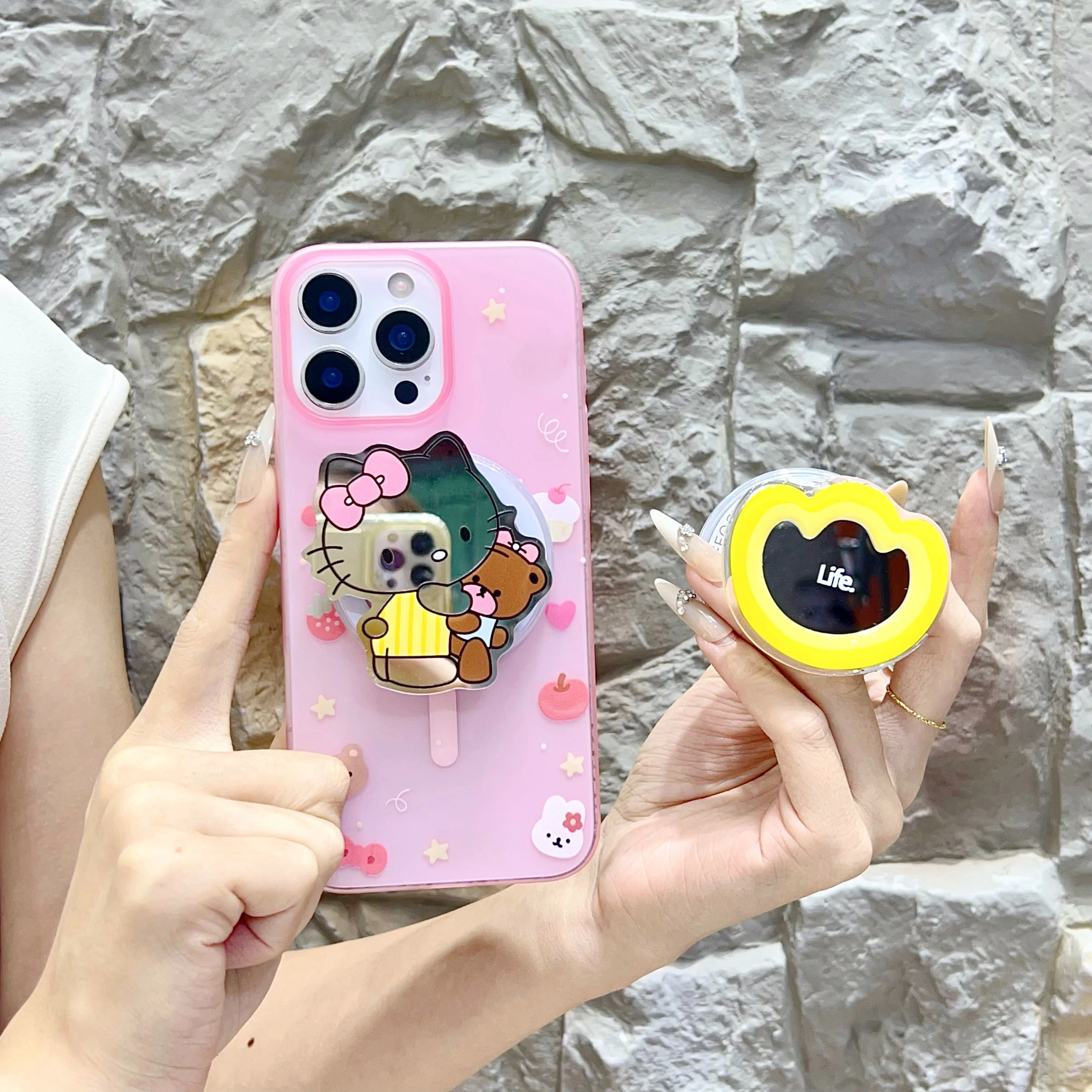 

Милый магнитный кронштейн с рисунком KT поддерживает магнитные телефоны для iPhone, коробка для магазина беспроводной зарядки, настольный кронштейн, тип ручки