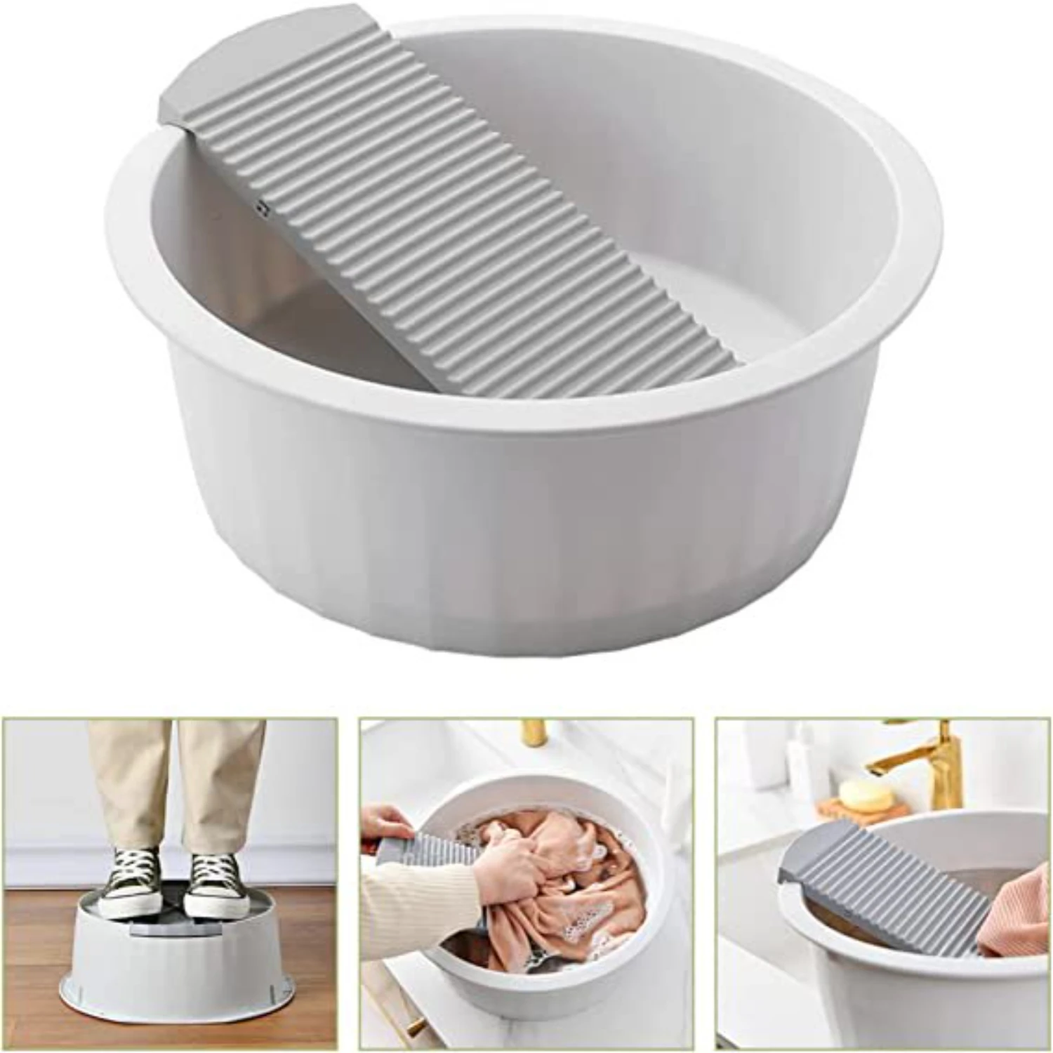 Wash Basin with Washboard  Washing Clothes Bucket Hand Wash Board Plastic Basin for Laundry Japanese Laundry Tub for Diaper T Sh