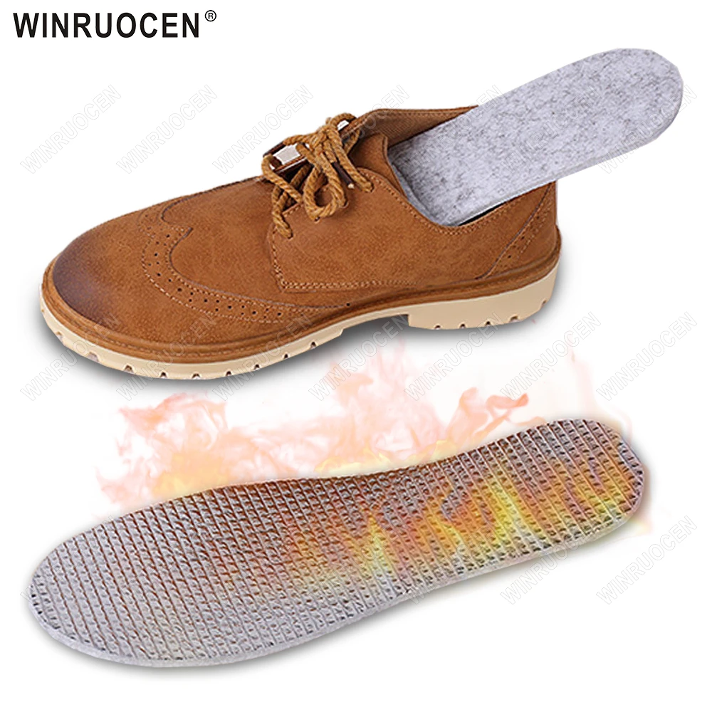 Winter Warm Filz Einlegesohlen Aluminium Folie Futter Deodorant Wasserdicht Unisex Wolle-Baumwolle Komfort Einsätze Mann Frauen WINRUOCEN